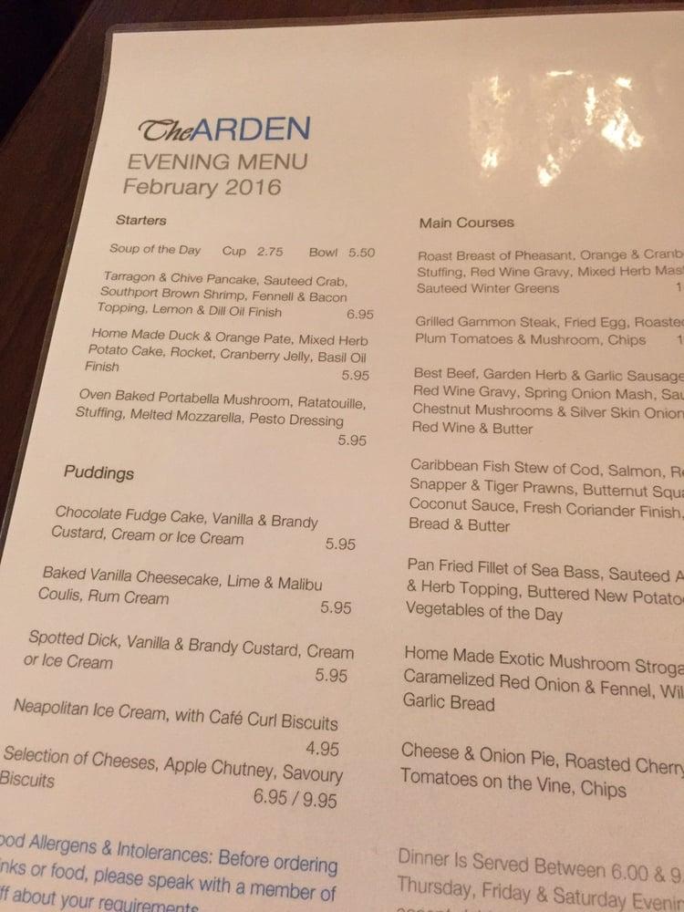 Menu at The Arden Arms pub & bar, Stockport, 23 Millgate