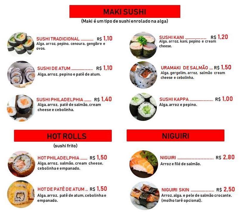 Ohishi Sushi cardápio