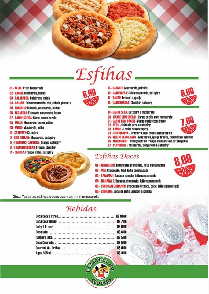 Pizzaria do Gordo cardápio