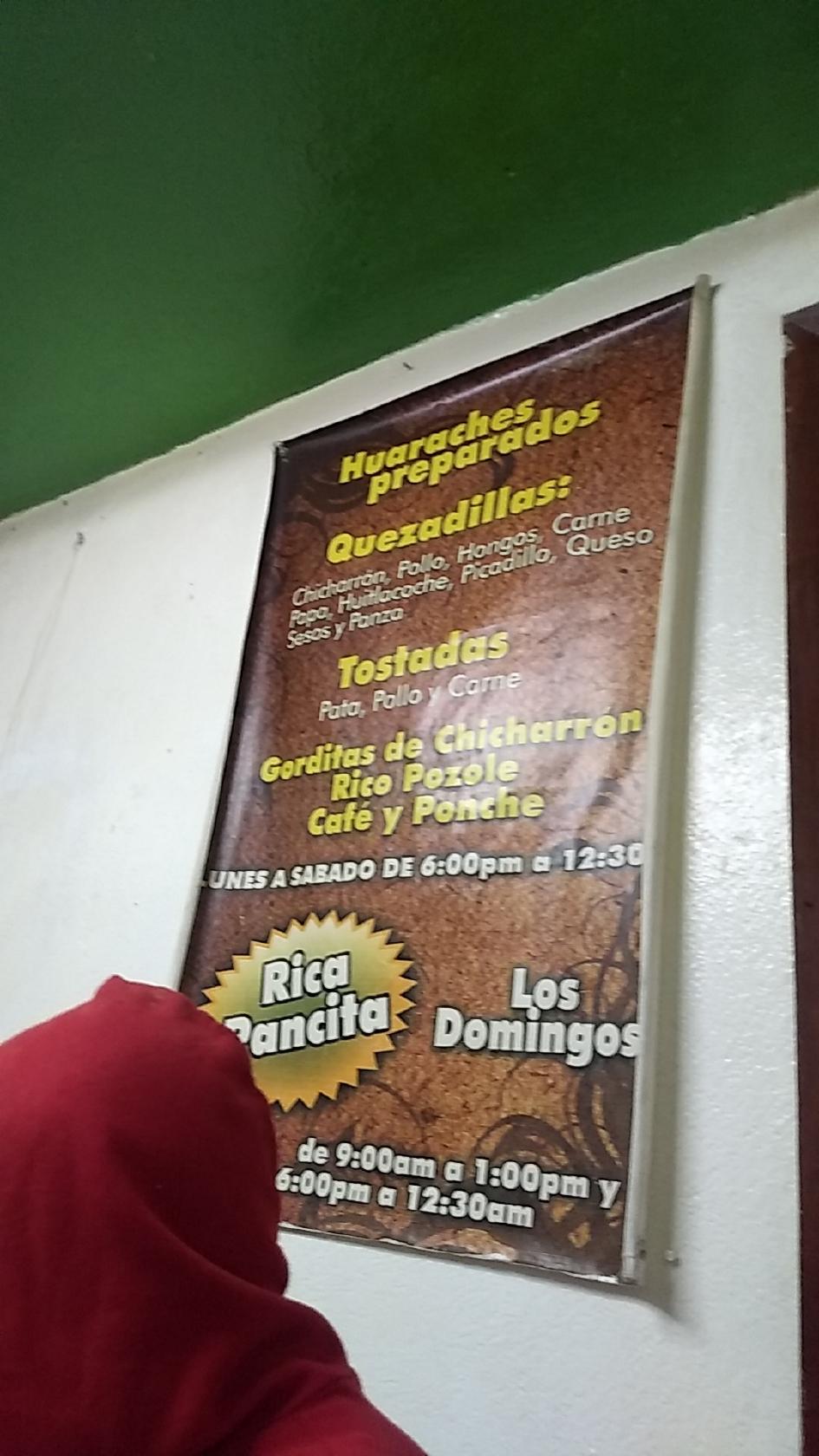 Menu at Quesadillas y Huaraches de Angélica restaurant, Mexico
