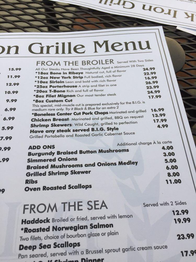 Menu at Black Iron Grille steakhouse, Kent