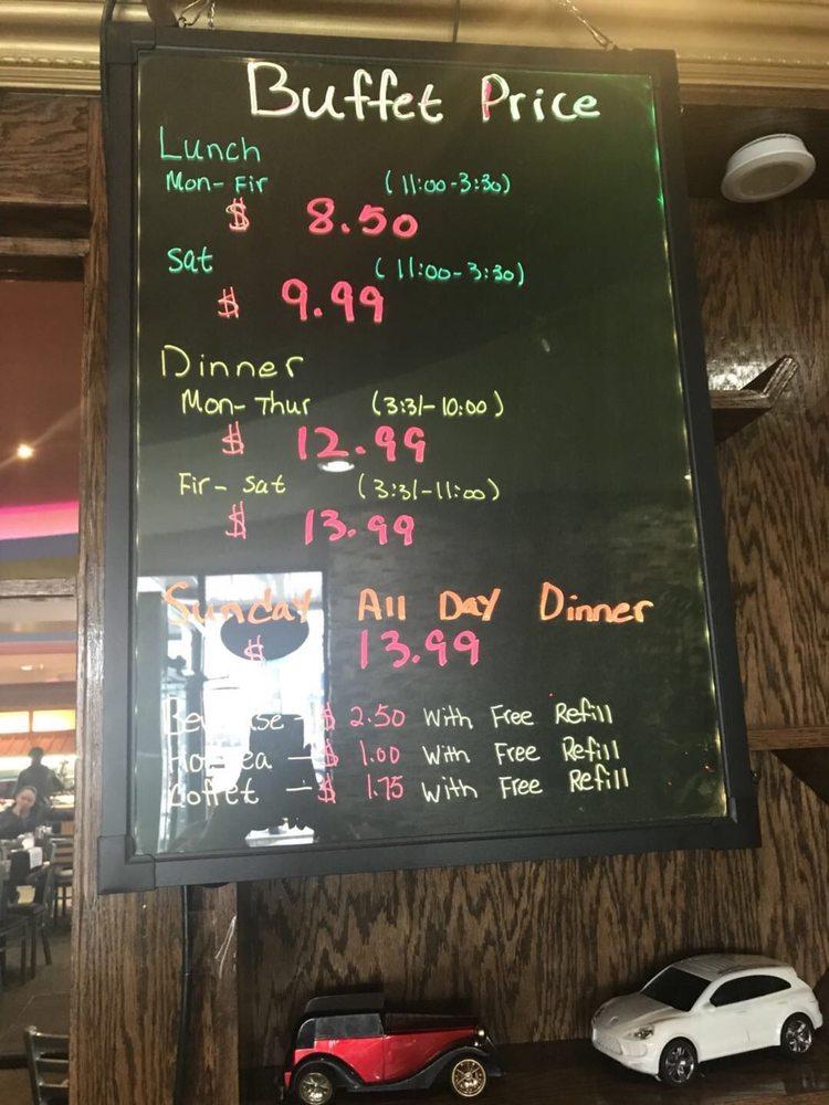 Menu at Panasian Buffet restaurant, Philadelphia