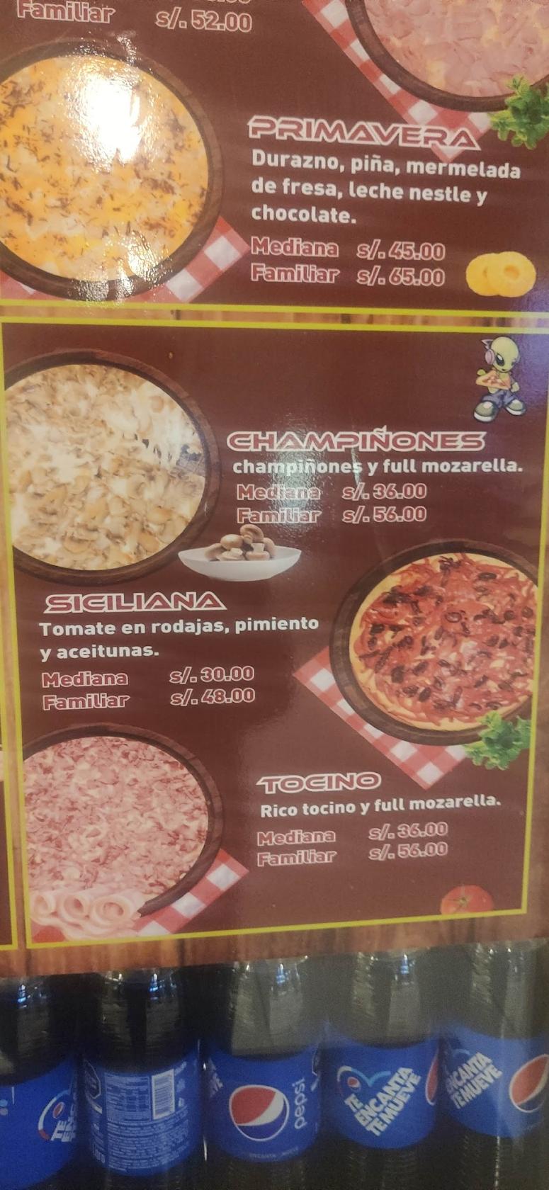 Menu at Pizzeria Express, Cusco