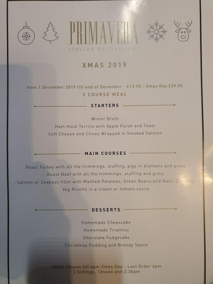 Menu At Primavera Restaurant Gateshead Menu At Primavera Restaurant Gateshead