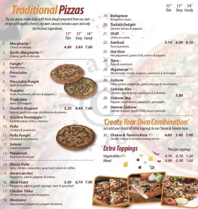 Menu at Saffron restaurant, Denby Dale