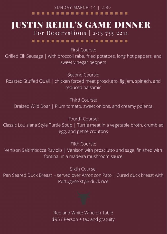 Menu at La Tavola restaurant, Waterbury