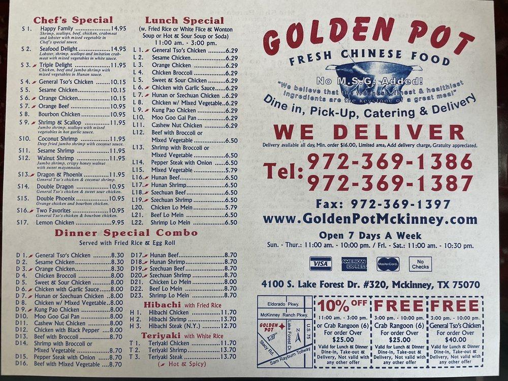 golden pot menu