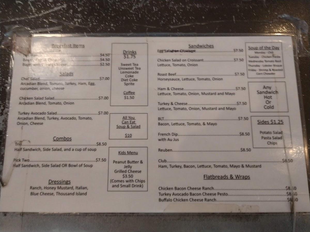 Menu at Daisy Mae's restaurant, Springfield