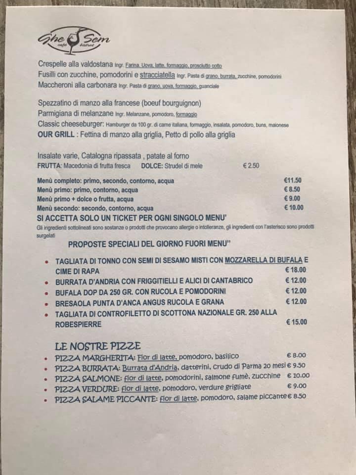 Menu di Ristorante Ghe Sem 