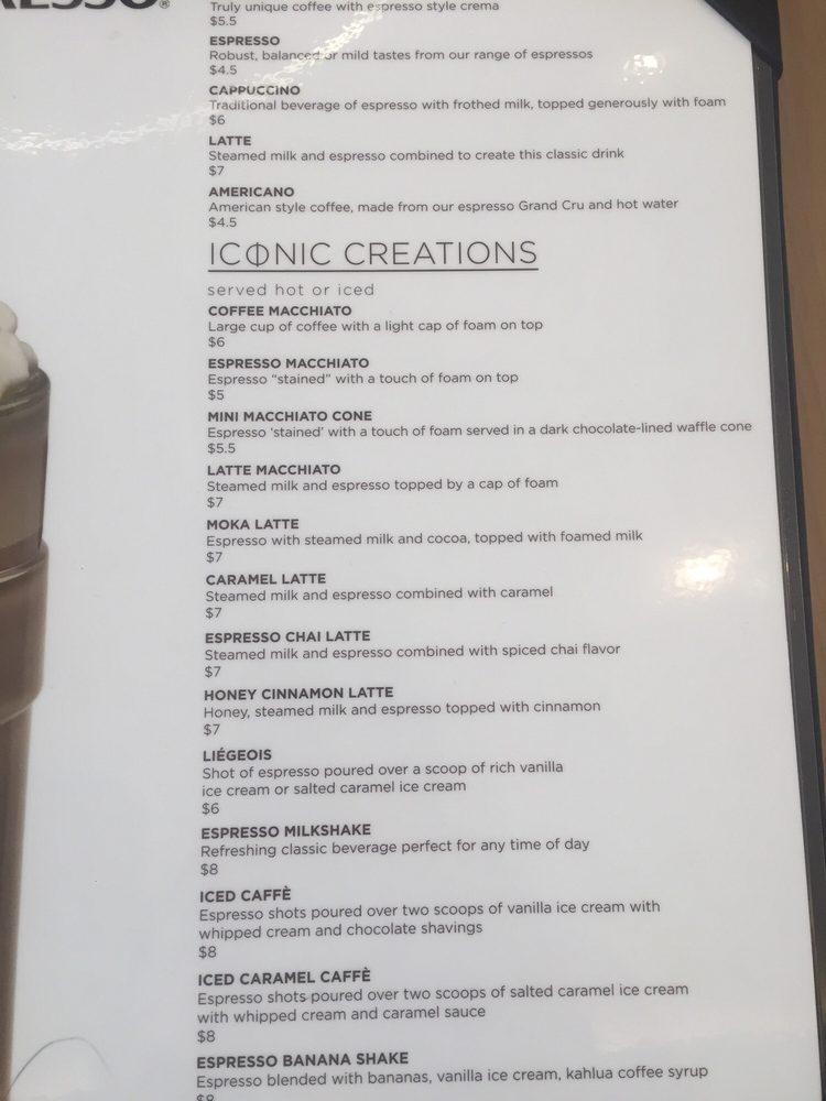 Menu at Nespresso Boutique Beverly Hills cafe Beverly Hills 408