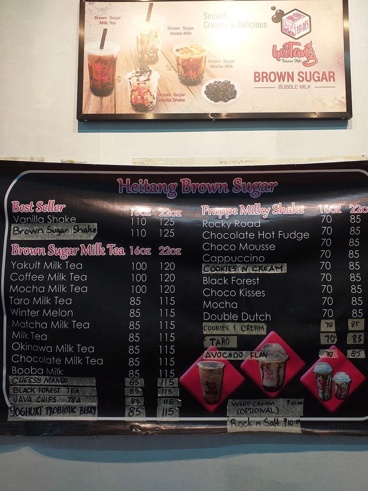 Menu at Heitang Taiwanese Milkt…