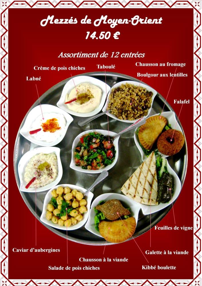 Menu at Le Moyen Orient restaurant, Marseille