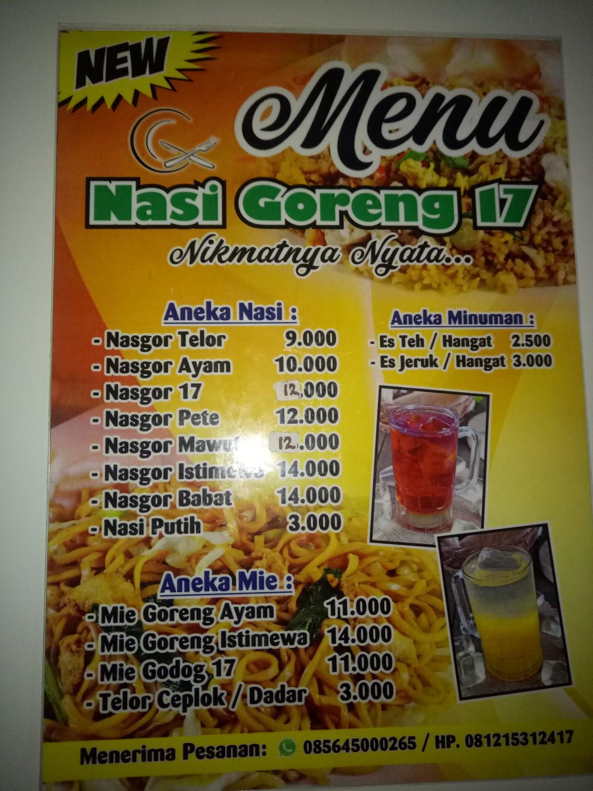 Menu At Nasi Goreng 17 Restaurant Blora