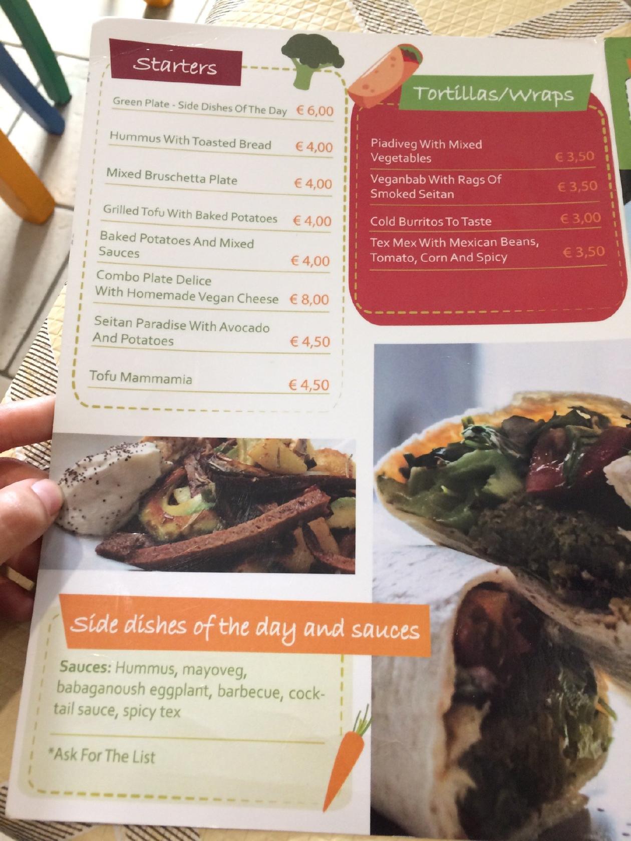 Menu at Sbuccia E Bevi Risto Vegan restaurant, Naples