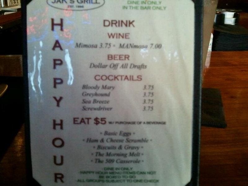 Menu at Jak's Grill steakhouse, Seattle, California Ave SW