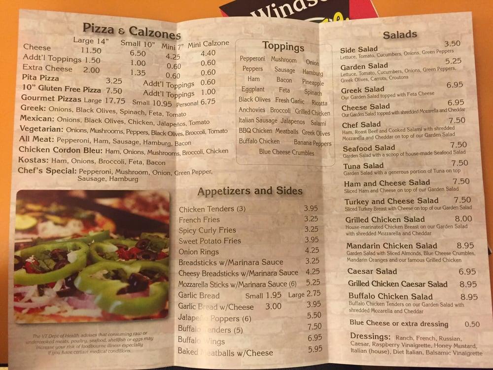 Menu at Pizza Chef Windsor pizzeria, Windsor