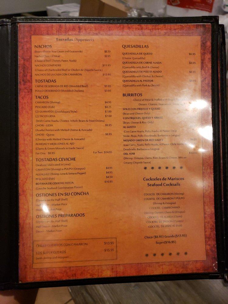 Menu at Salsas Restaurant, Cathedral City