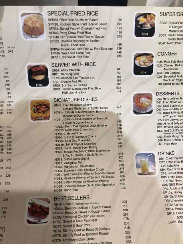 North park deals menu