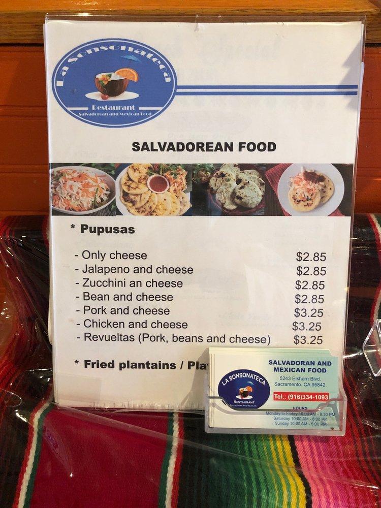 Menu at La Sonsonateca Restaurant, Sacramento