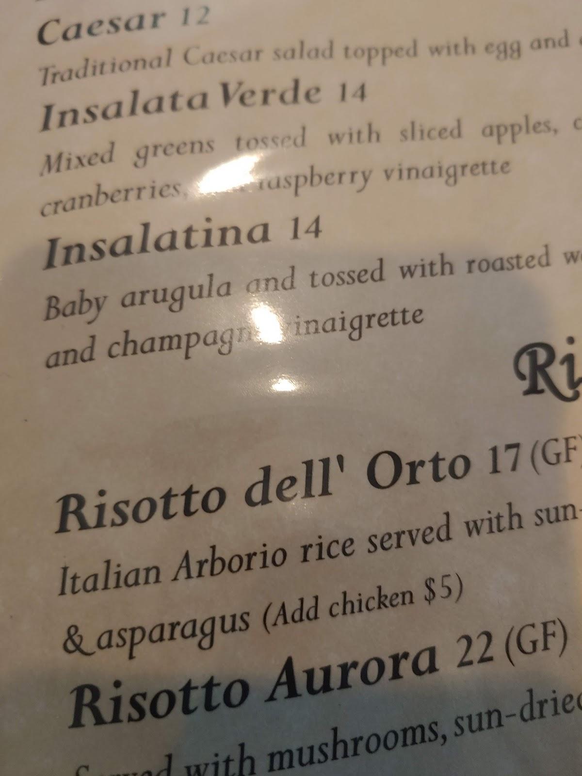 Menu at Rocco's Restaurant, San Clemente