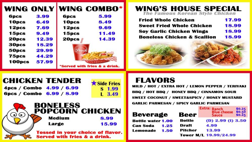 Menu at Wings House restaurant, Montgomery, Atlanta Hwy
