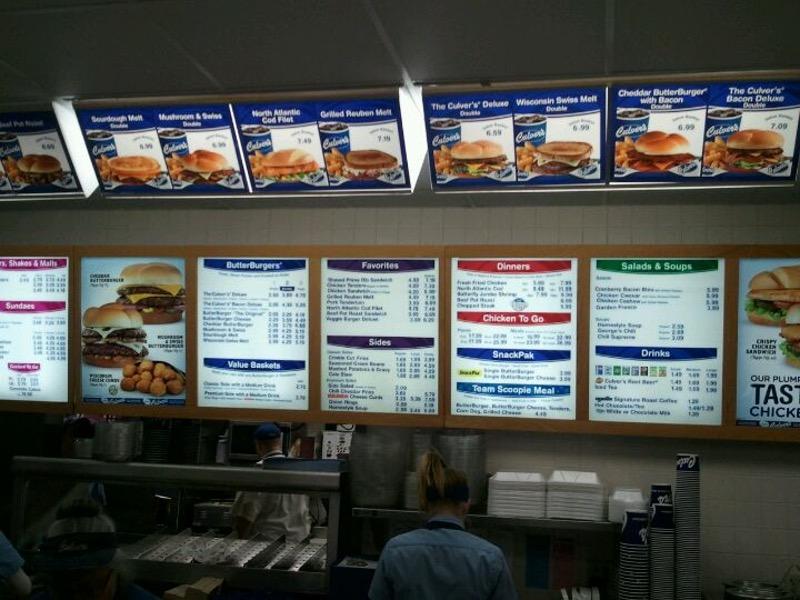 Menu at Culver's fast food, Hales Corners, S 108th St