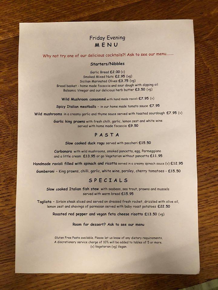 Menu at Cafe Sorelli, Leighton Buzzard