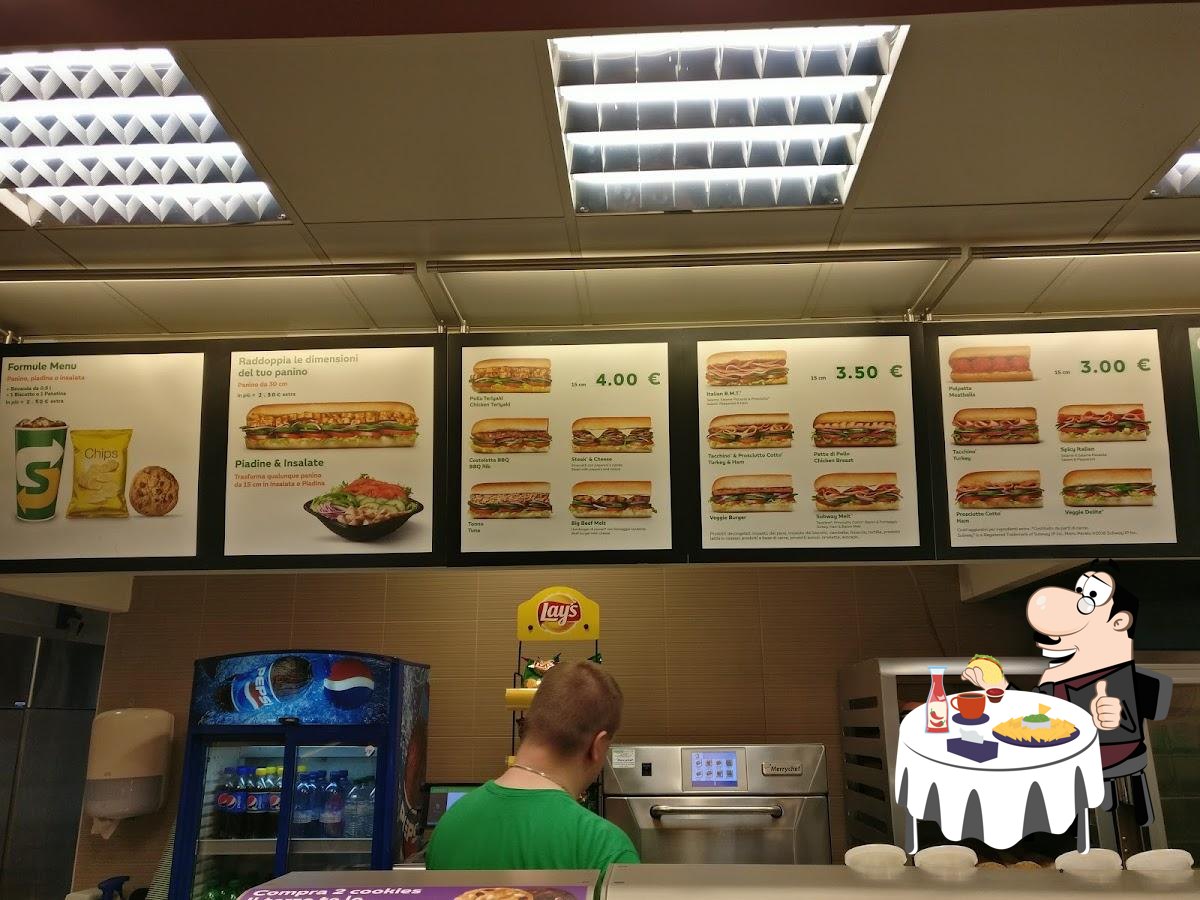 Menu au Subway fast food, Turin, Via Giuseppe Garibaldi