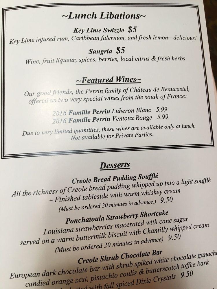 Menu At Commander S Palace Pub Bar New Orleans