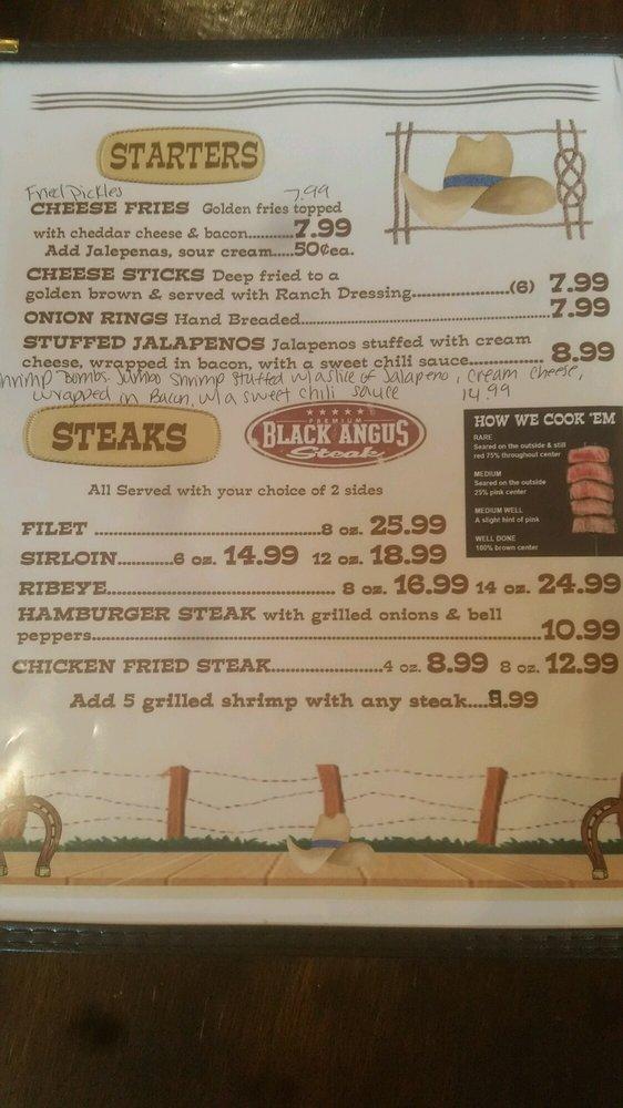 Menu at Corner Grub House steakhouse, Sulphur Springs