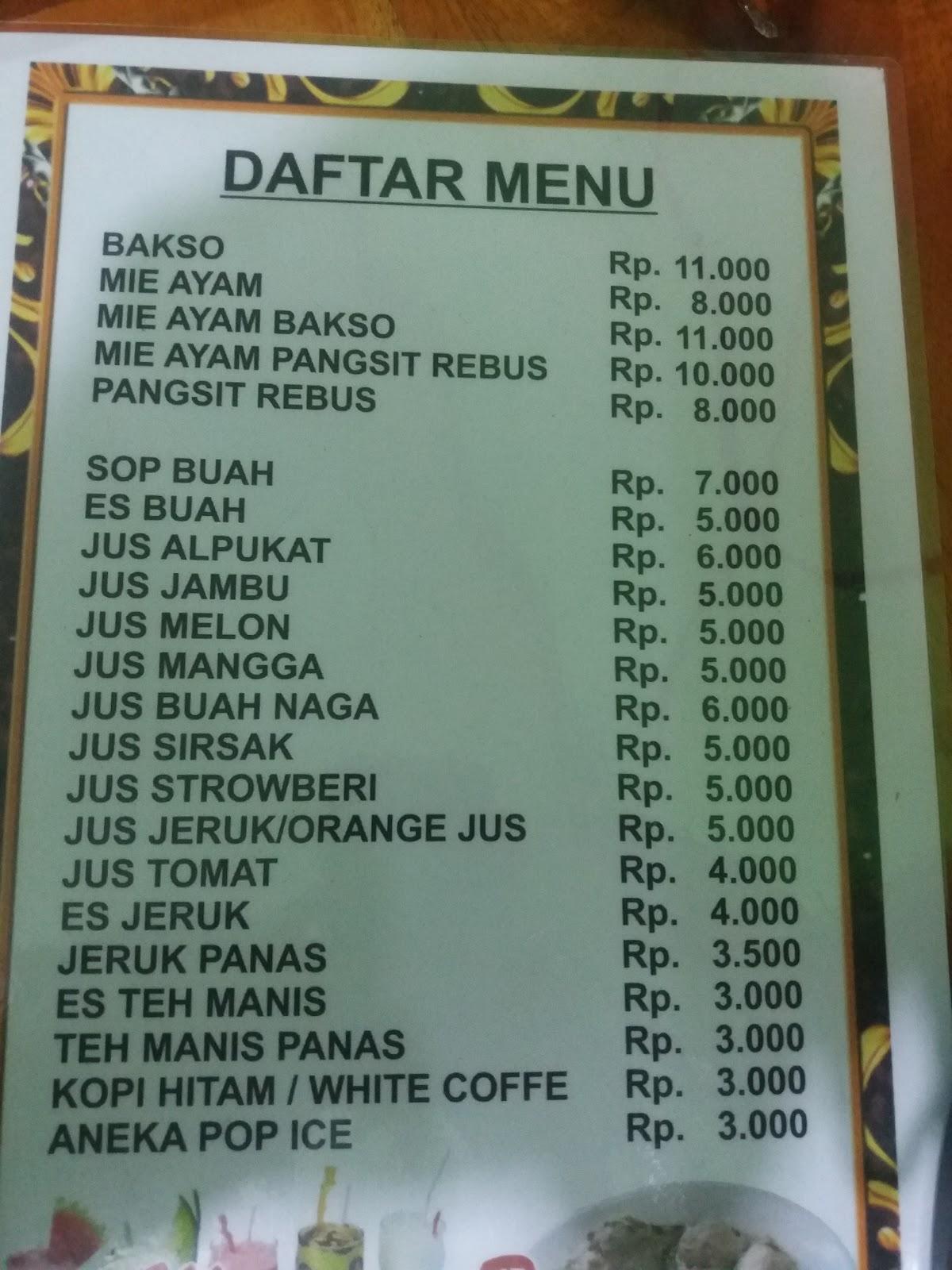 Menu At Bakso Wonogiri Restaurant Klapagading Kulon