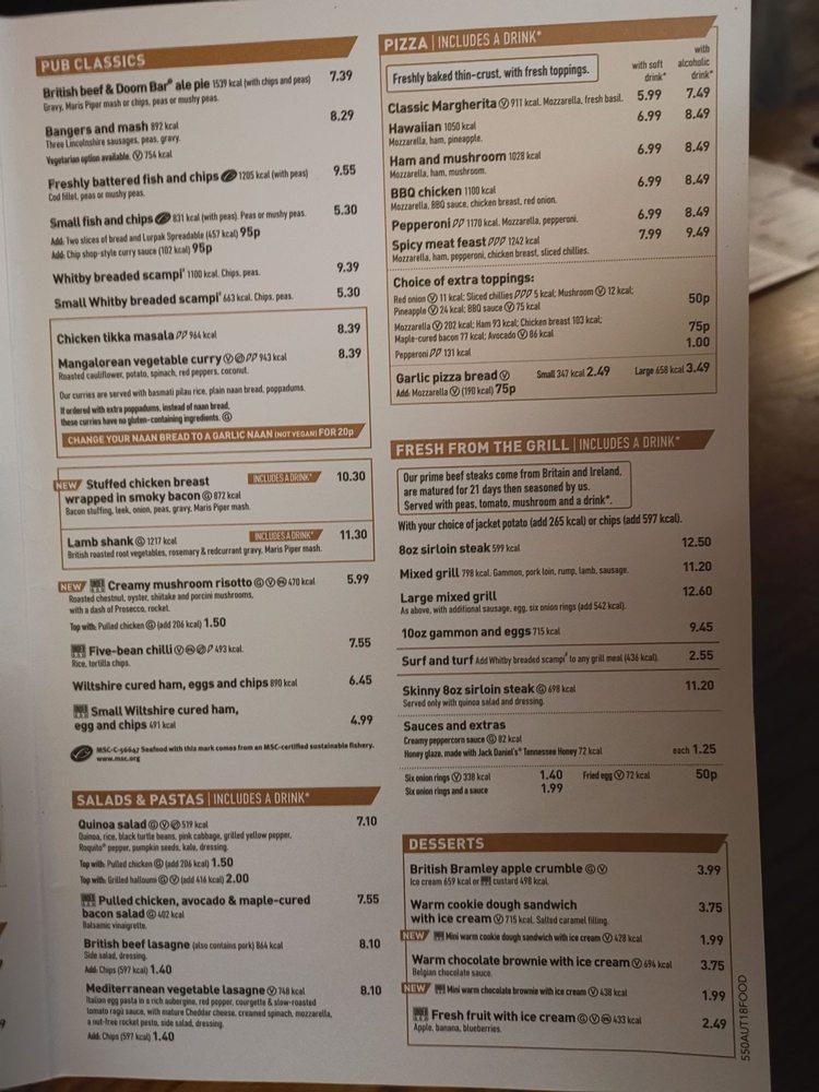 Menu At The Liberty Bounds Jd Wetherspoon Pub Bar London