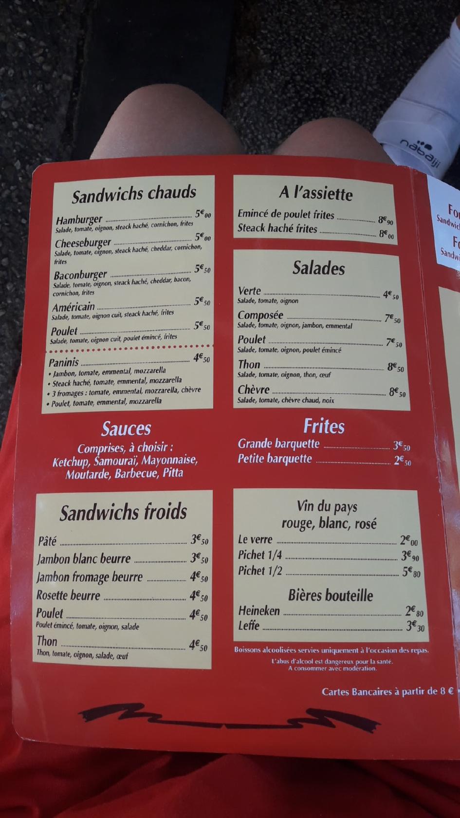 Menu de O Délices Du Parc