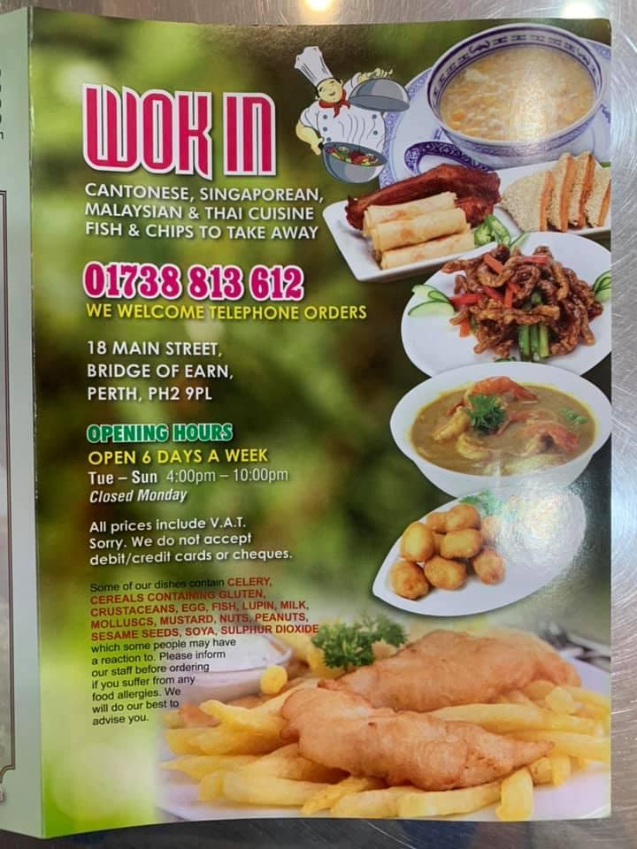 Menu at Wok In Takeaway Bridge of Earn restaurant, Perth