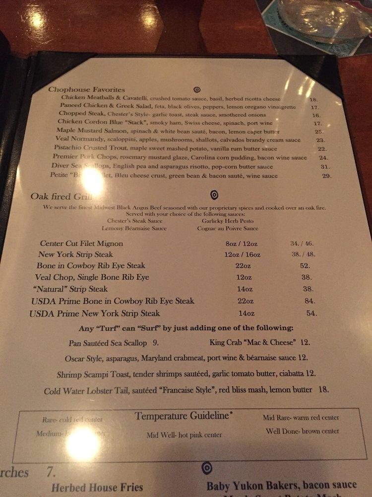 Menu at Chesters Chophouse & Wine Bar, Wichita