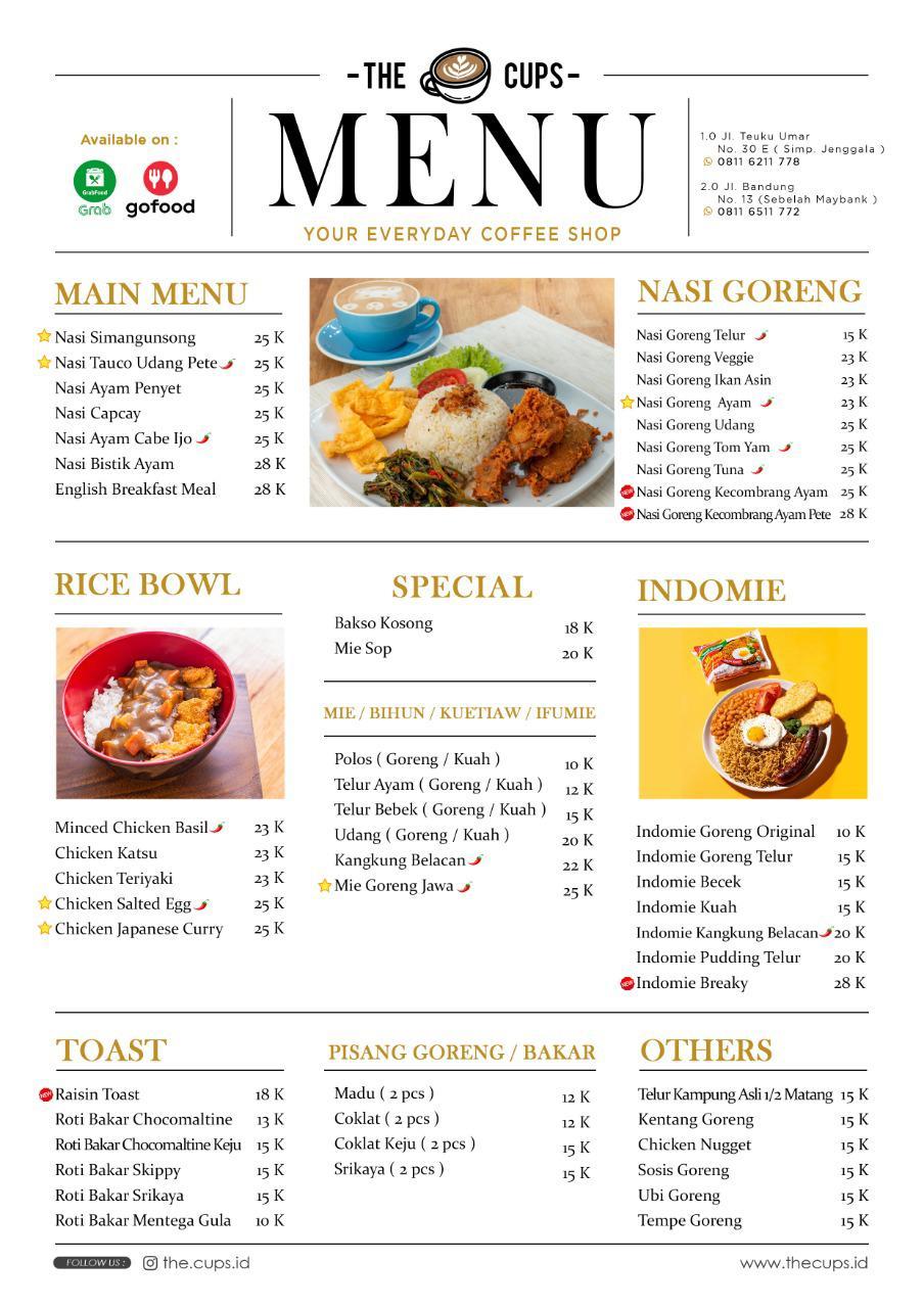 Menu at The Cups, Medan, Jl. Bandung No.13/86