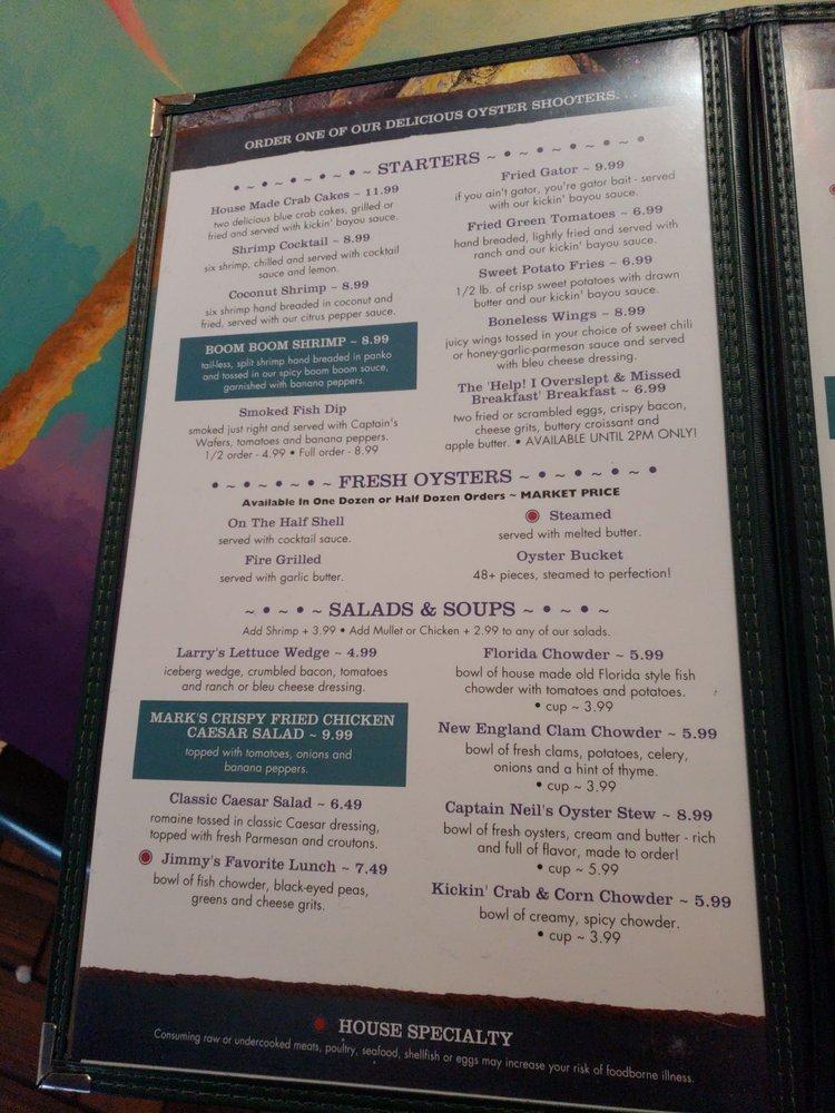 Menu at Goodrich Seafood & Oyster House restaurant, Oak Hill