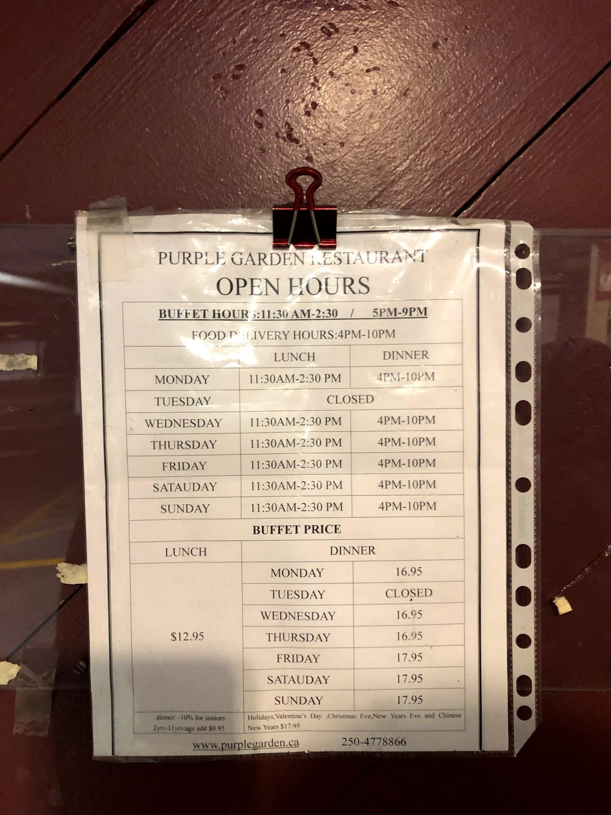 Menu at Purple Garden Chinese Restaurant, Victoria, Cedar Hill Cross Rd