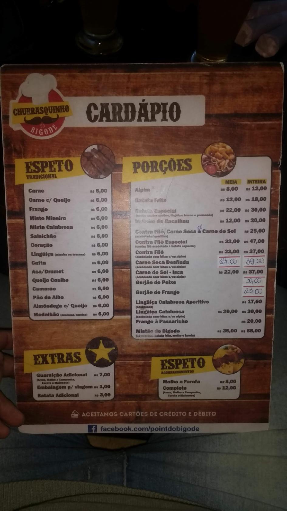 Churrasquinho do Bigode cardápio