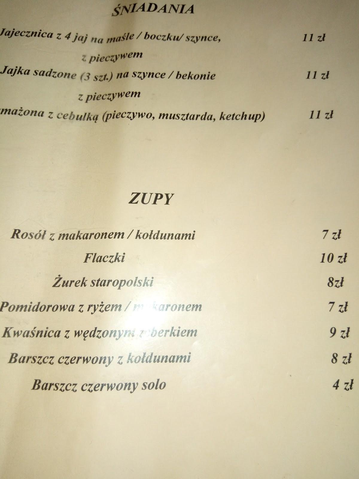 Menu At Zajazd Fraszka Restaurant Poland