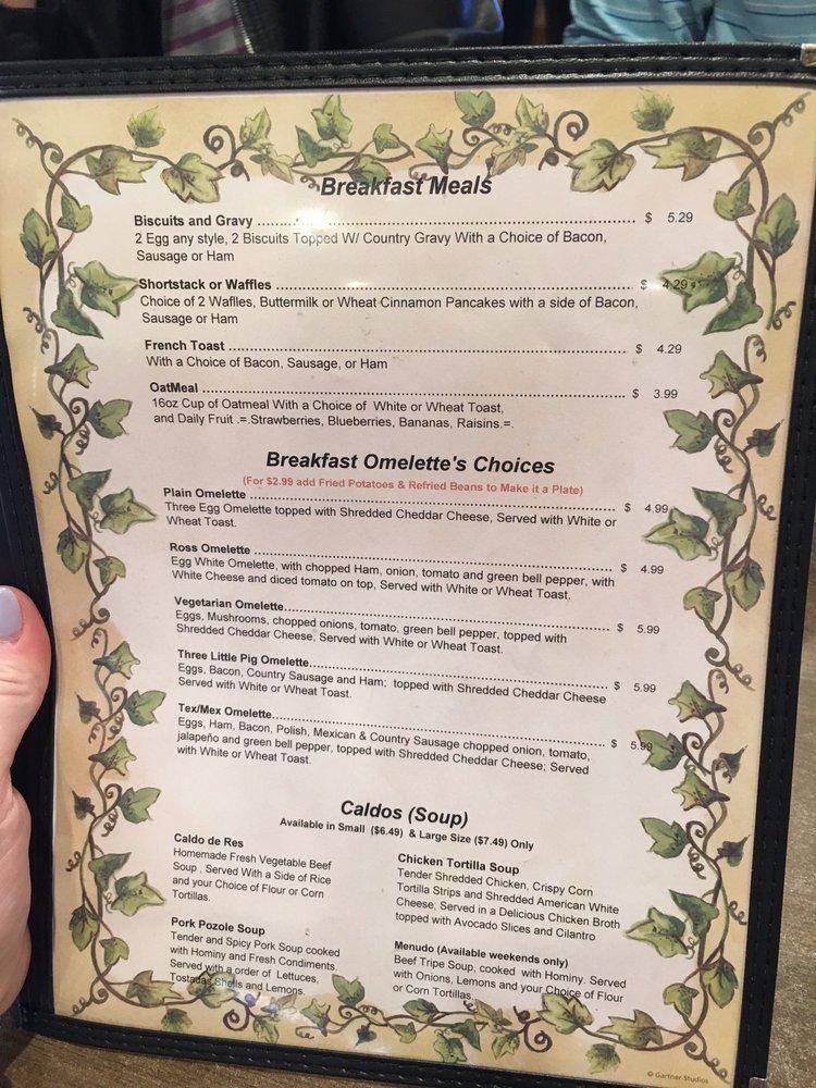 Menu at Circle G Restaurant, Poth