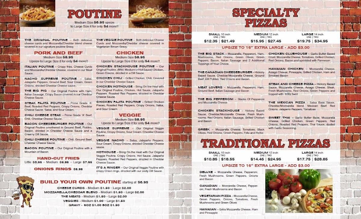 Menu at Stackhouse Pizza pizzeria, Sudbury