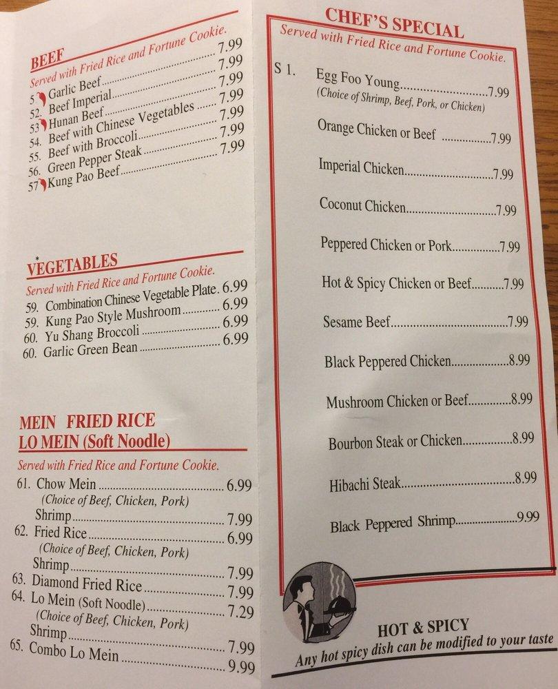 Menu at Diamond Head restaurant, Mountain Home