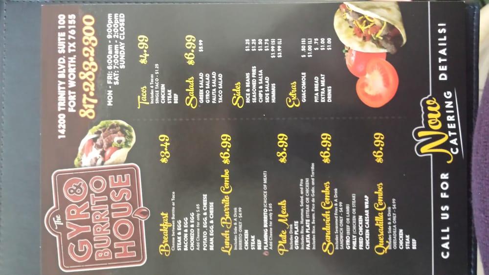Menu at Gyro & Burrito House restaurant, Fort Worth