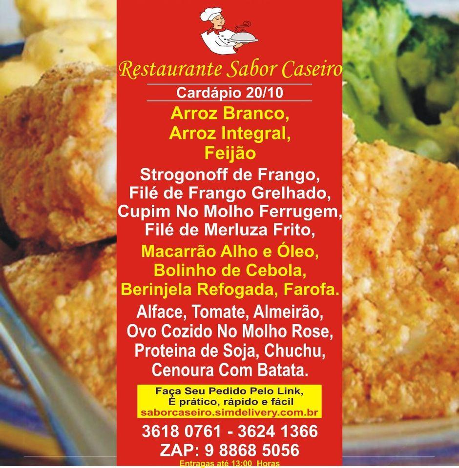 Restaurante Sabor Caseiro cardápio
