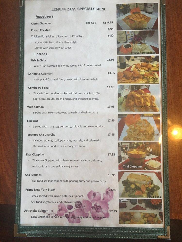 Menu at Lemongrass Seafood Bar & Grill Thai Cuisine, Moss Landing