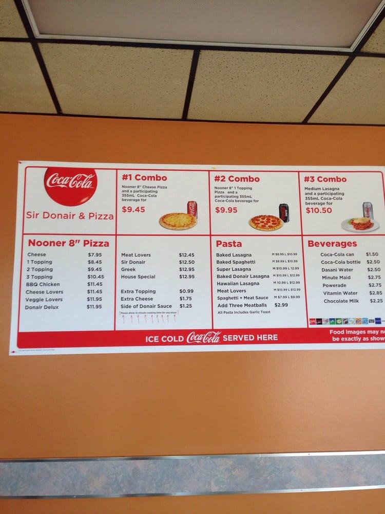 Menu at Sir Donair & Pizza pizzeria, Edmonton, 118 Ave NW