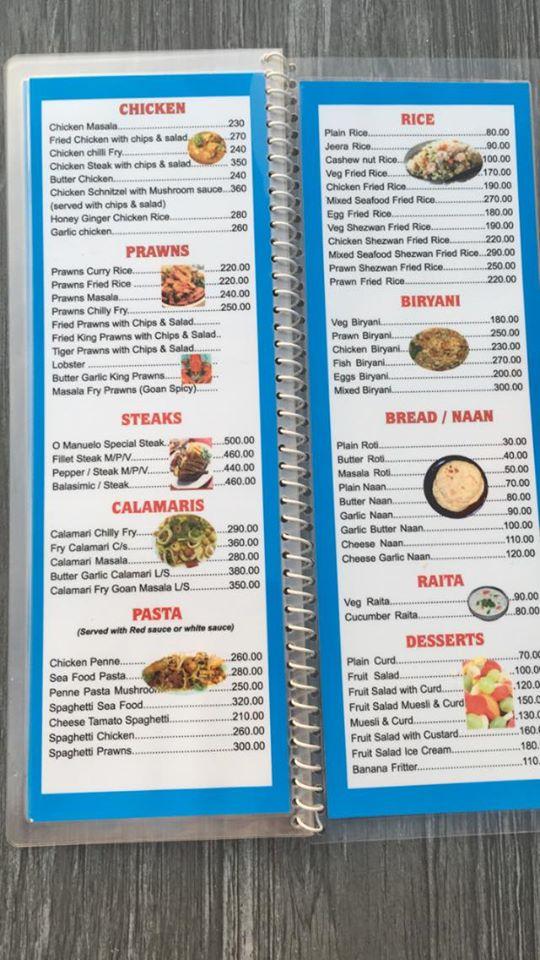 Manuel's Shack menu
