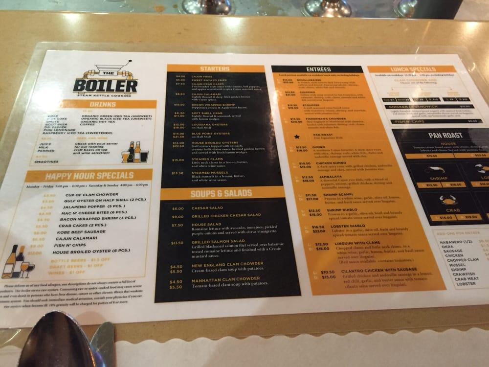 Menu at The Boiler Steam Kettle Cooking restaurant, Chino Hills