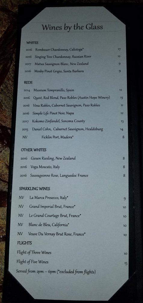 Menu at Blend Wine Room pub & bar, Visalia